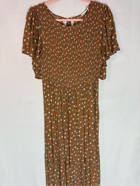 in loom Dresses & Skirts - NWT In Loom- Smocked Waist Floral Maxi Dress in Rust - Size L